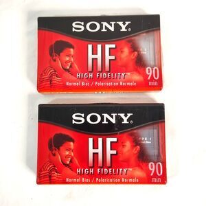 2 New Sony HF 90 Min Blank Cassette Tapes Type I Normal Bias Sealed